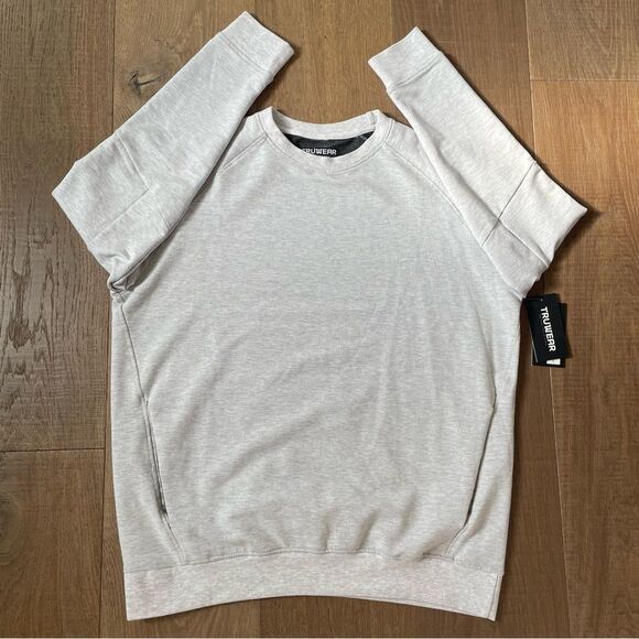 Truwear The Meridian Lifestyle Crewneck Men's Polo Shirt Long Sleeve Grey, Sz L - Picture 5 of 12